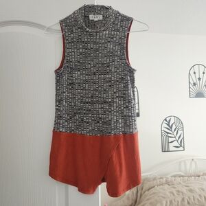 Black and Orange Sleeveless Top